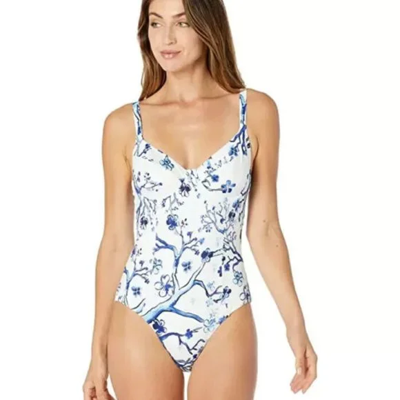 NWT! Vilebrequin Bleu De Mer Leonita Cherry Blossom One Piece Swimsuit NEW! - Picture 2 of 4